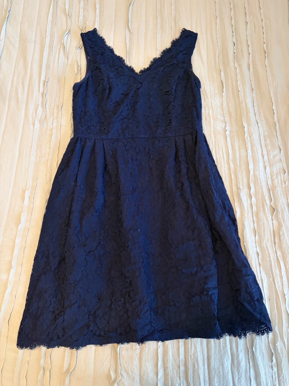 Weddington Way Navy Lace Dress with Scalloped Trim | Size 10